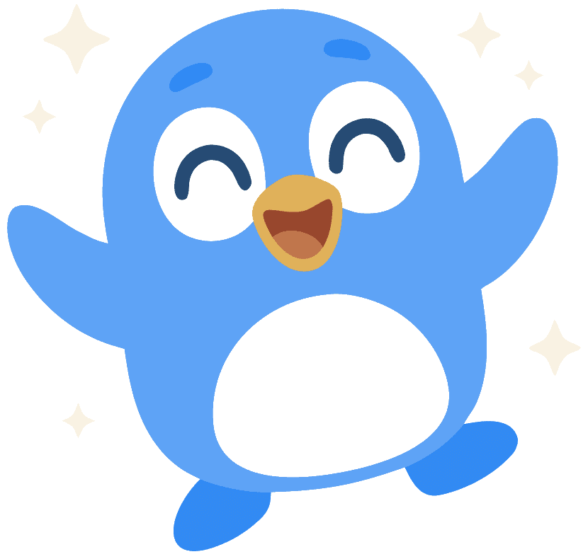 Peggy the penguin celebrating