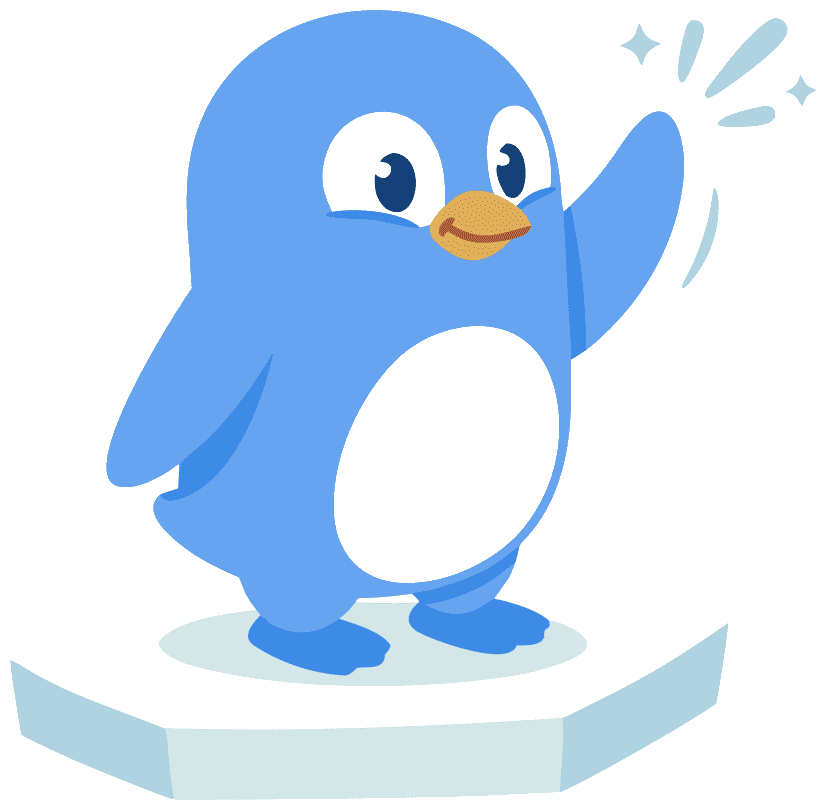 Peggy the penguin waving
